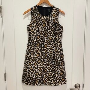 J. Crew Leopard Print Sleeveless Sheath Dress Knee Length Size 0
